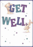 Brimming with the playful optimism that Stanmore locals often share, this get well card shines with warmth and reassurance. Two irresistibly cute friends-a golden teddy bear and a spirited puppy with velvet-soft, floppy ears-interact charmingly with the oversized, colourful letters forming 'Get Well.' The text, boldly shaded in invigorating purples and teal-blues, leaps against a creamy background like petals opening to greet the sun over Stanmore Place. Around the characters, delicate stars in gradients of cobalt, violet, and sky blue dot the scene, suggestive of hope-filled wishes drifting gently through the air. The richly textured fur of the bear and puppy is so inviting you can almost sense the comfort of their embrace, as if both were ready to settle in for a peaceful afternoon on Stanmore's quiet streets. This card, evocative of a thoughtfully arranged bouquet from Florist Stanmore, is the perfect gesture to lift the spirits of someone nearby, offering heartfelt kindness and encouragement. The overall mood is light, genuine, and deeply reassuring-an ideal companion to a message sent with love and care from the heart of Stanmore.